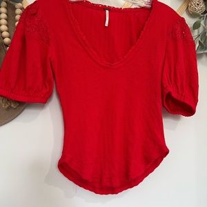 Free People Lace-Inset Knit Blouse